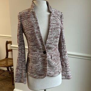 Promod Boucle One Button Blazer Cream w/ Red Highlights Medium EUC